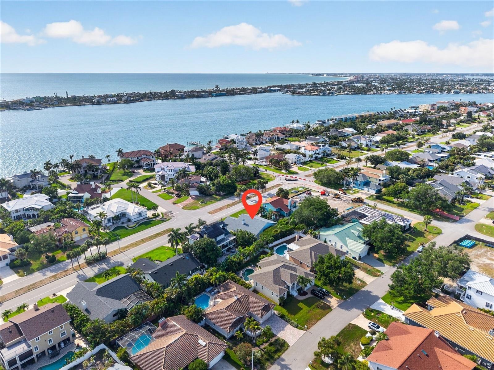 One street from Pass-a-Grille Channel with the open waters of the Gulf beyond