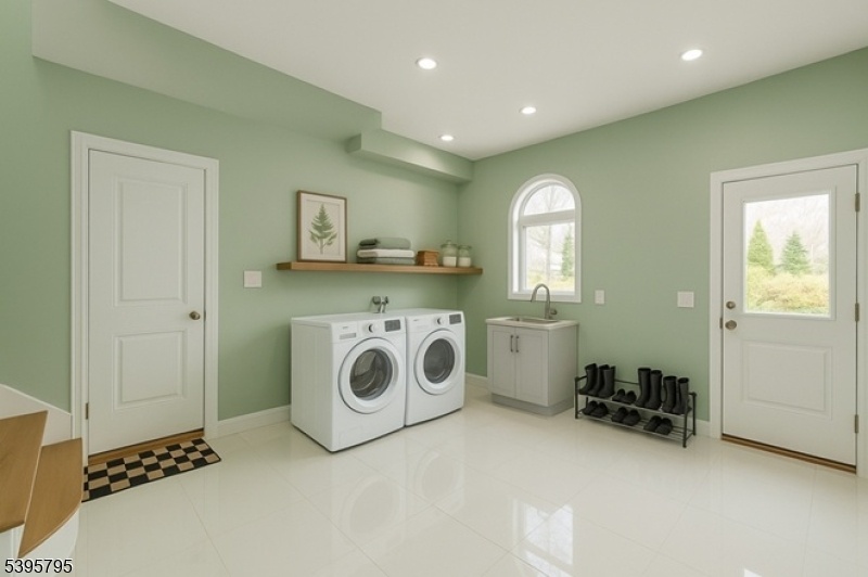 Staged laundry room