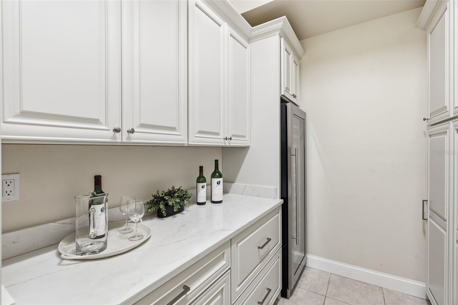 butlers pantry with wine refig and refrig