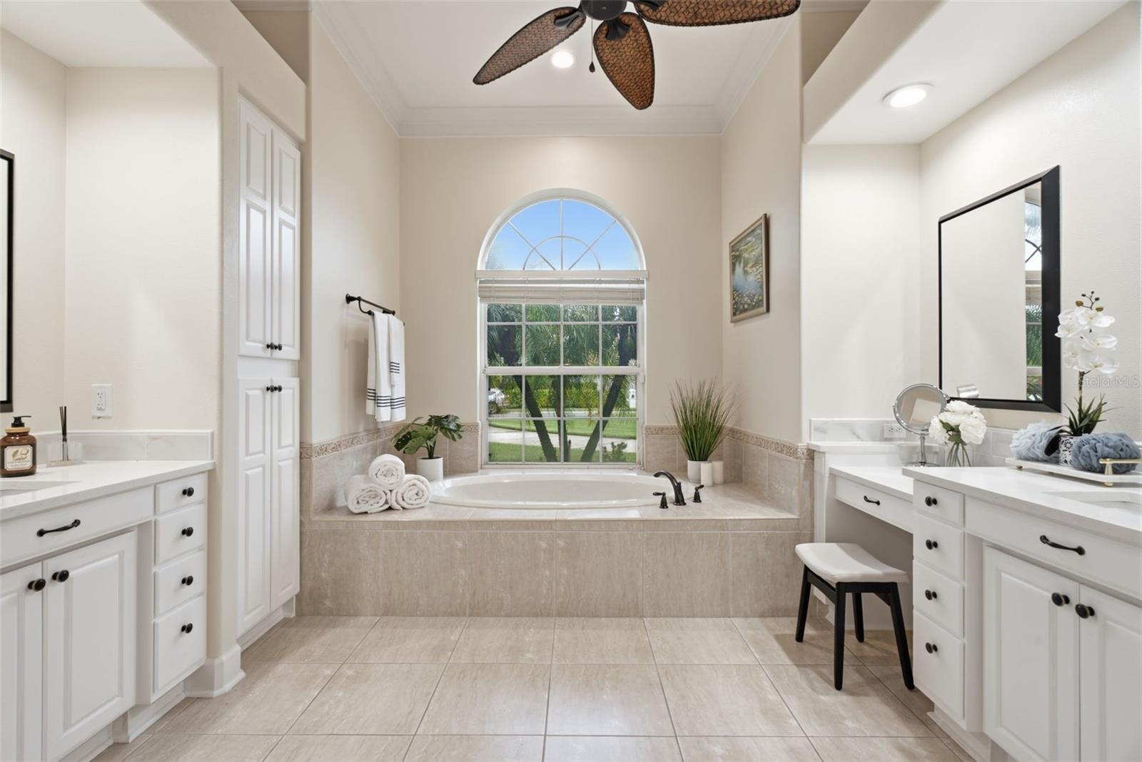 soaking tub in primary bathroom