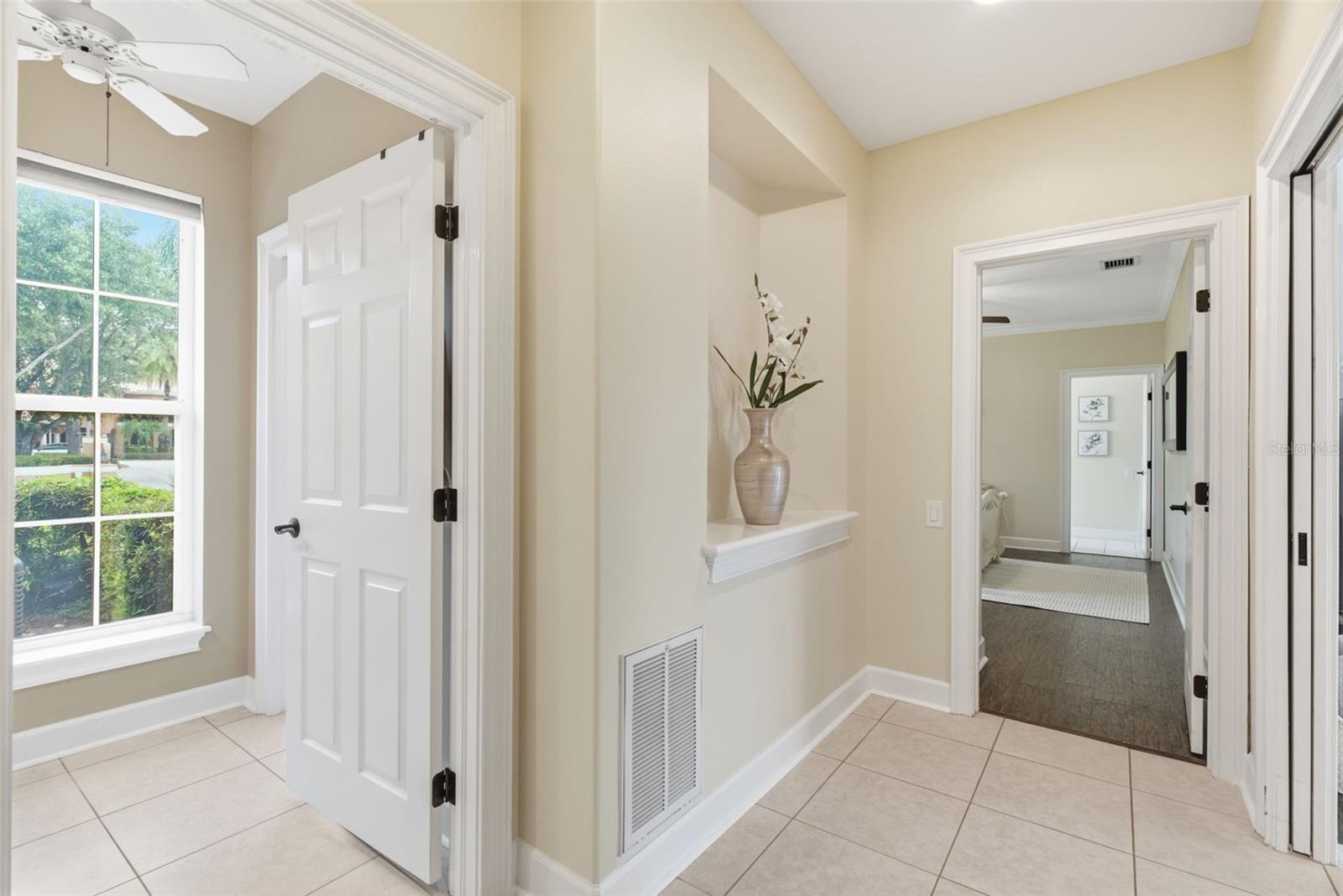 hallway between 2 bedrooms
