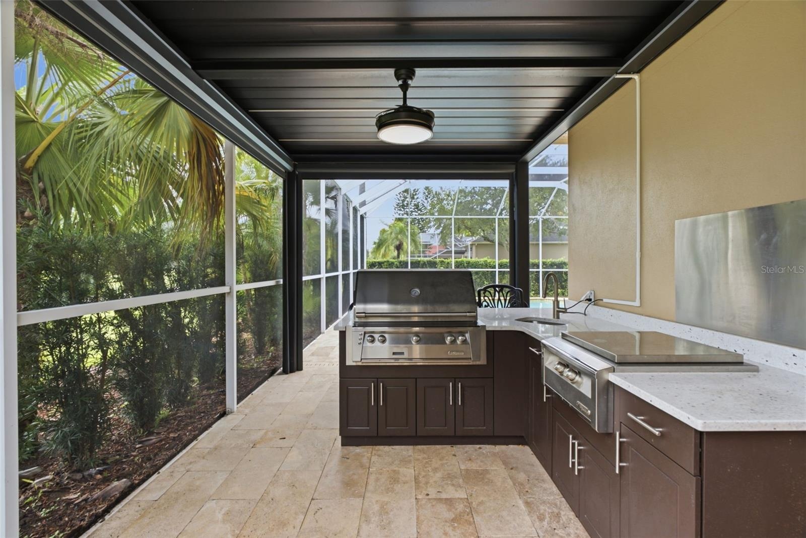 new pergola with remote open close and curtains
