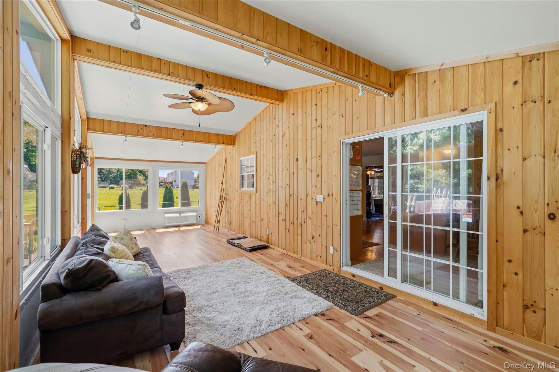 View of the sliding door entering into the kitchen.