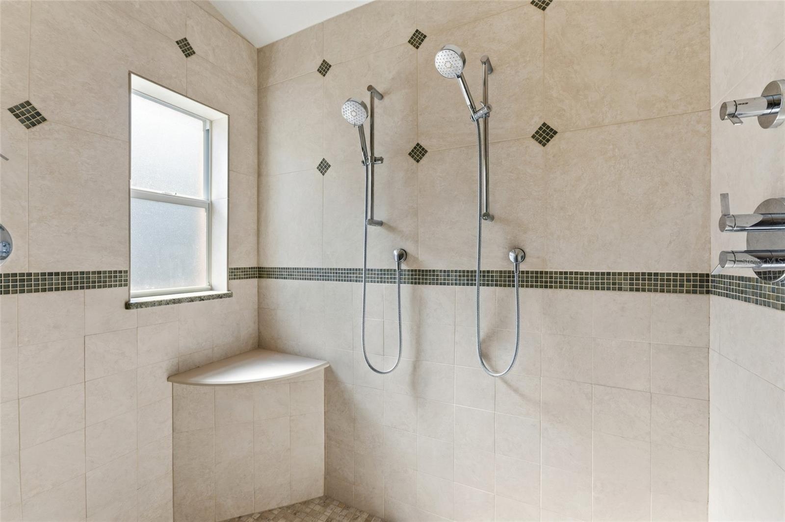primary bathroom with walk in shower
