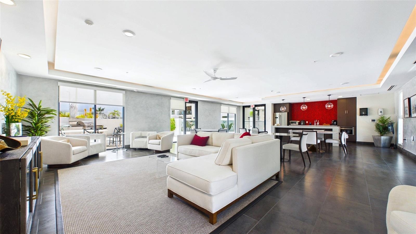 Club room with kitchen