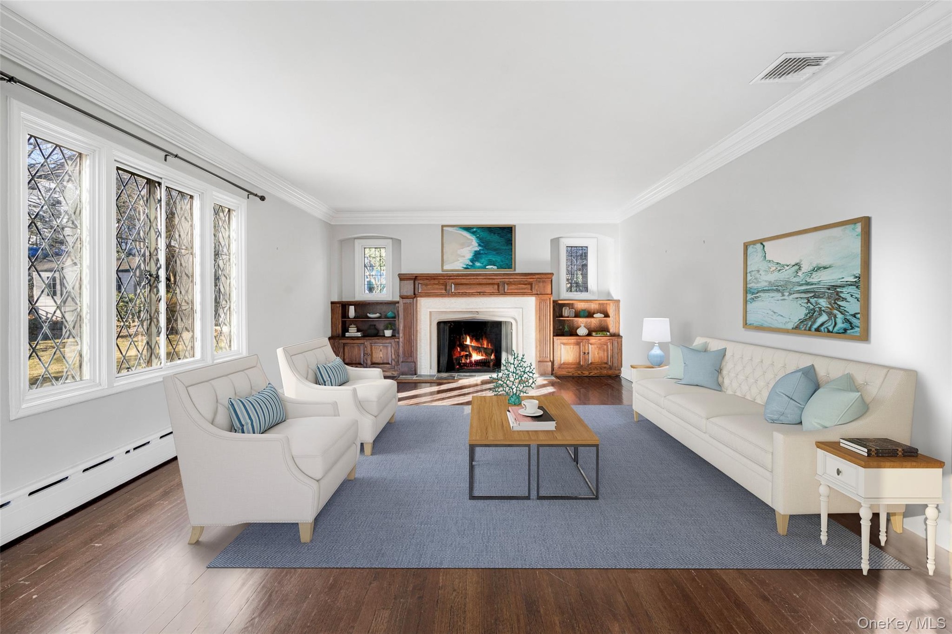 Virtually staged living room.