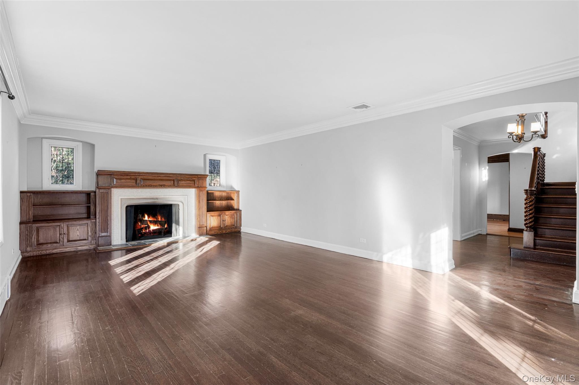 Living room with fireplace.