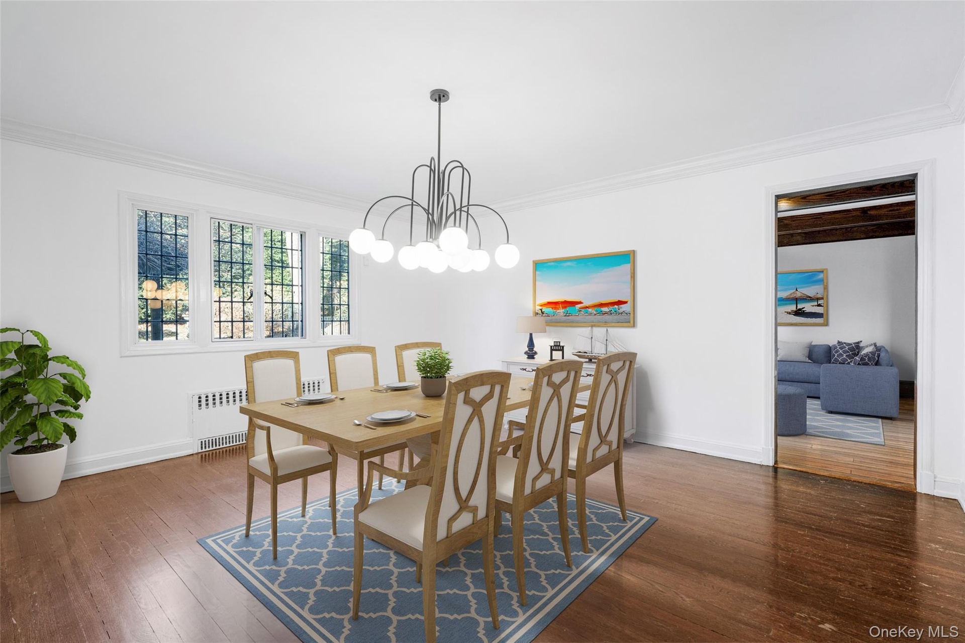 Virtually staged dining room.
