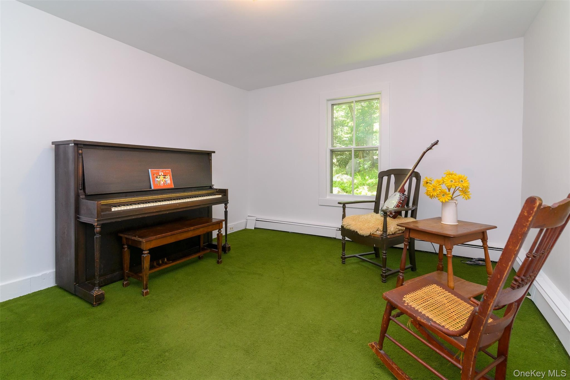 Cheerful space with view of side and back yard