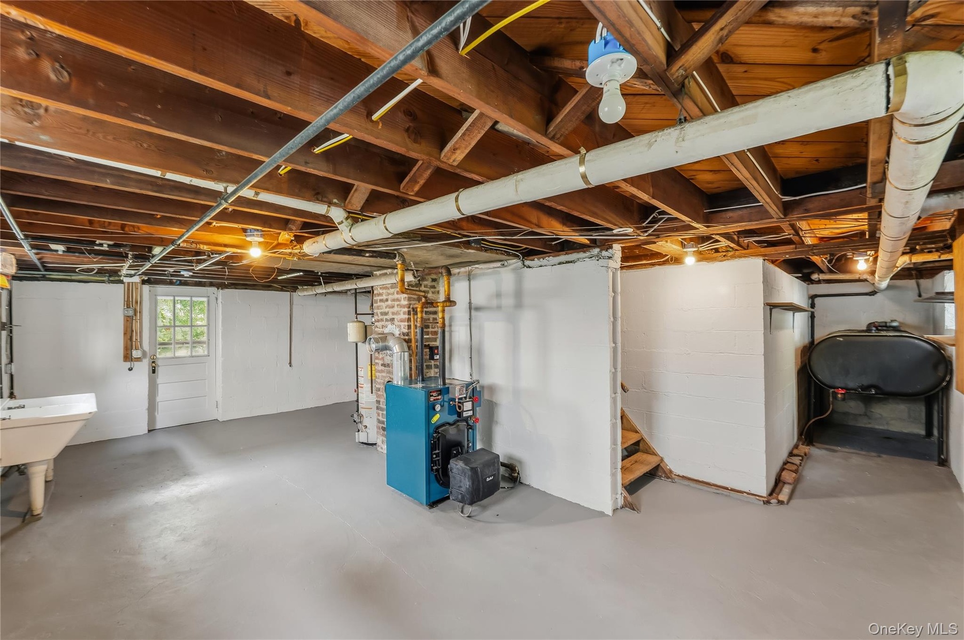 Basement with door to yard & Mechanicals