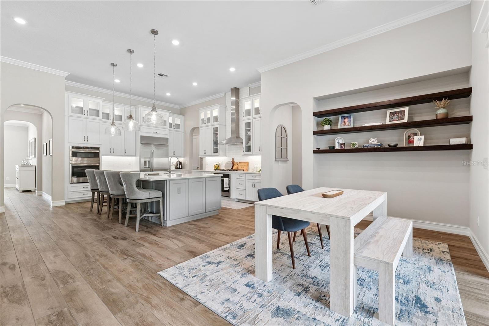 Open floor plan and high ceilings adds a lot of volume to this single story home.