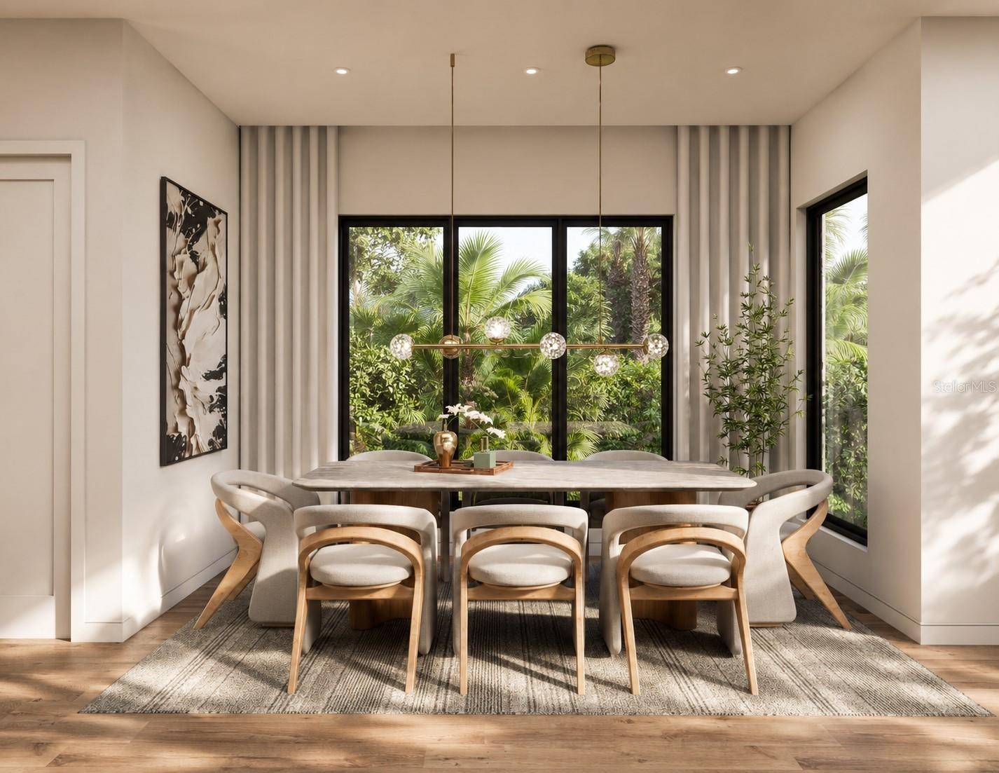 Formal dining space - soaring 10' ceilings