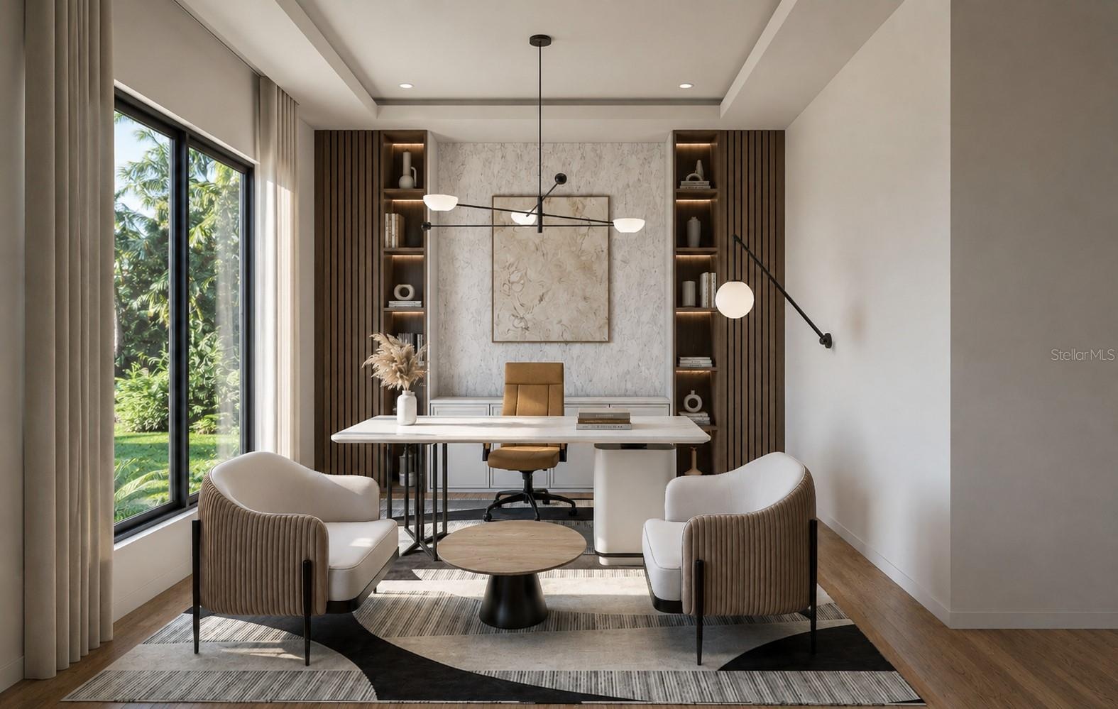Opulent executive study with built ins