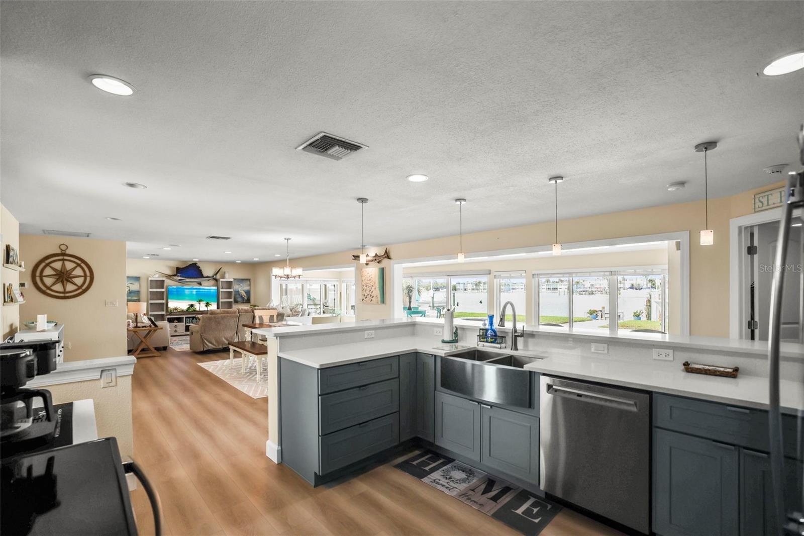 Kitchen facing toward the dining room and living room.