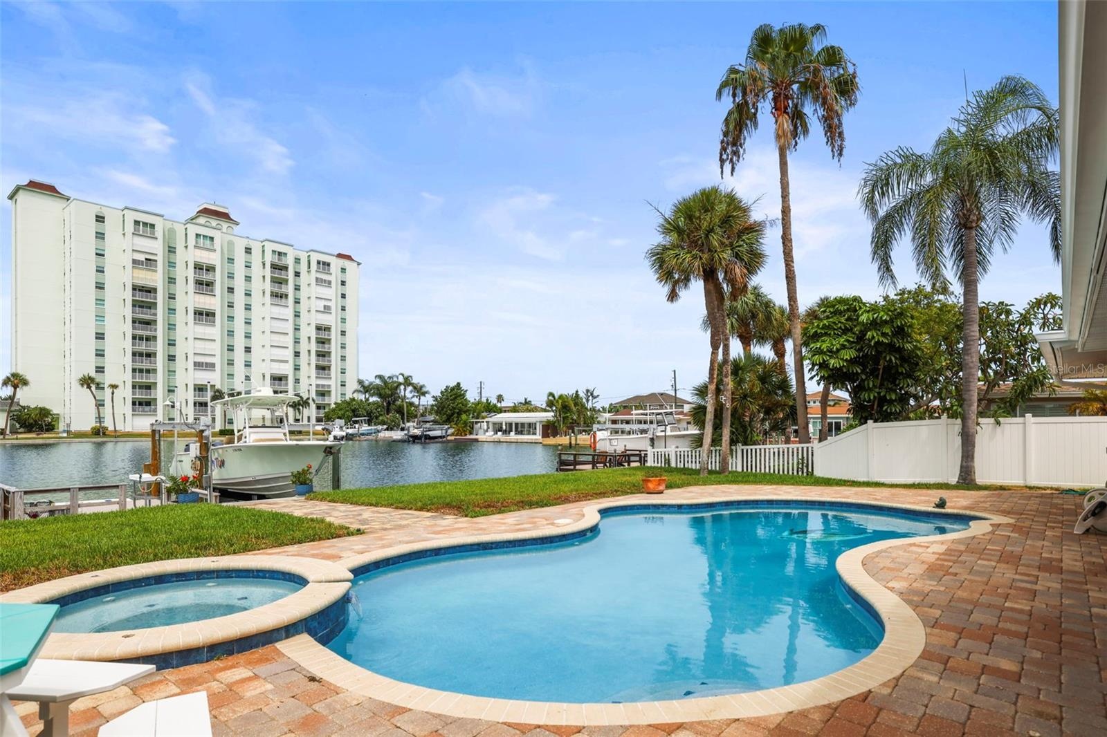 Pool and integrated overflow spa.