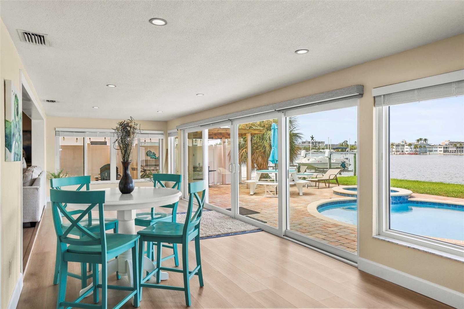 Florida room facing the pool.