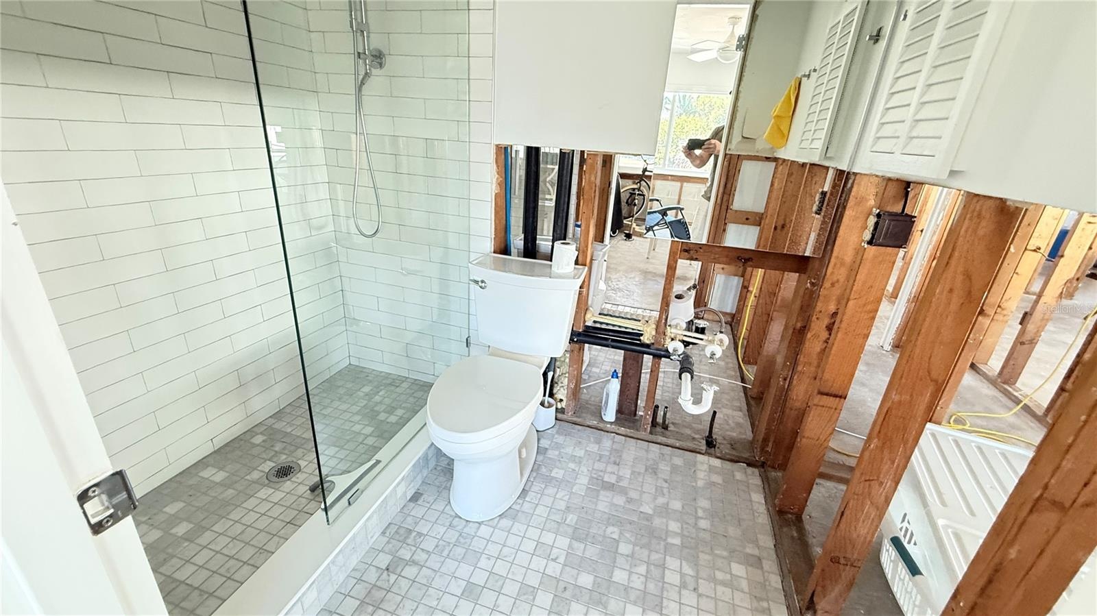 Canal side ensuite bathroom.  Bathroom was remodeled prior to the storm.