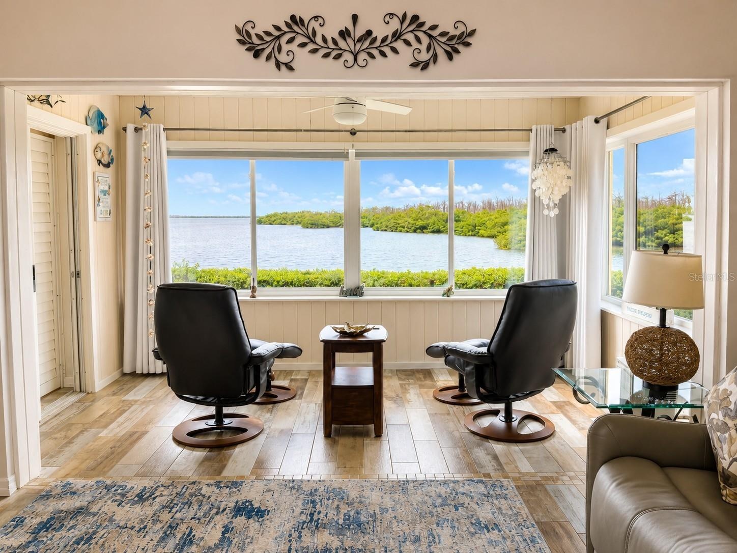 Sit and enjoy the boaters, birds, views!