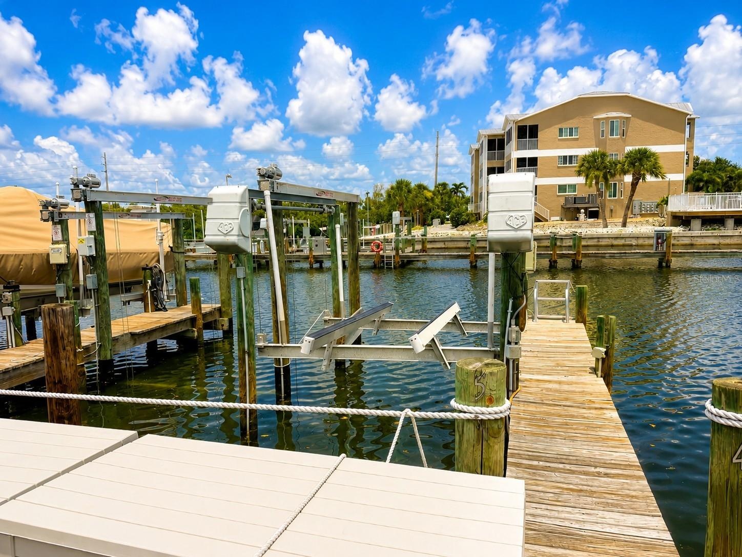 Dock #5 with lift attached to Condo.