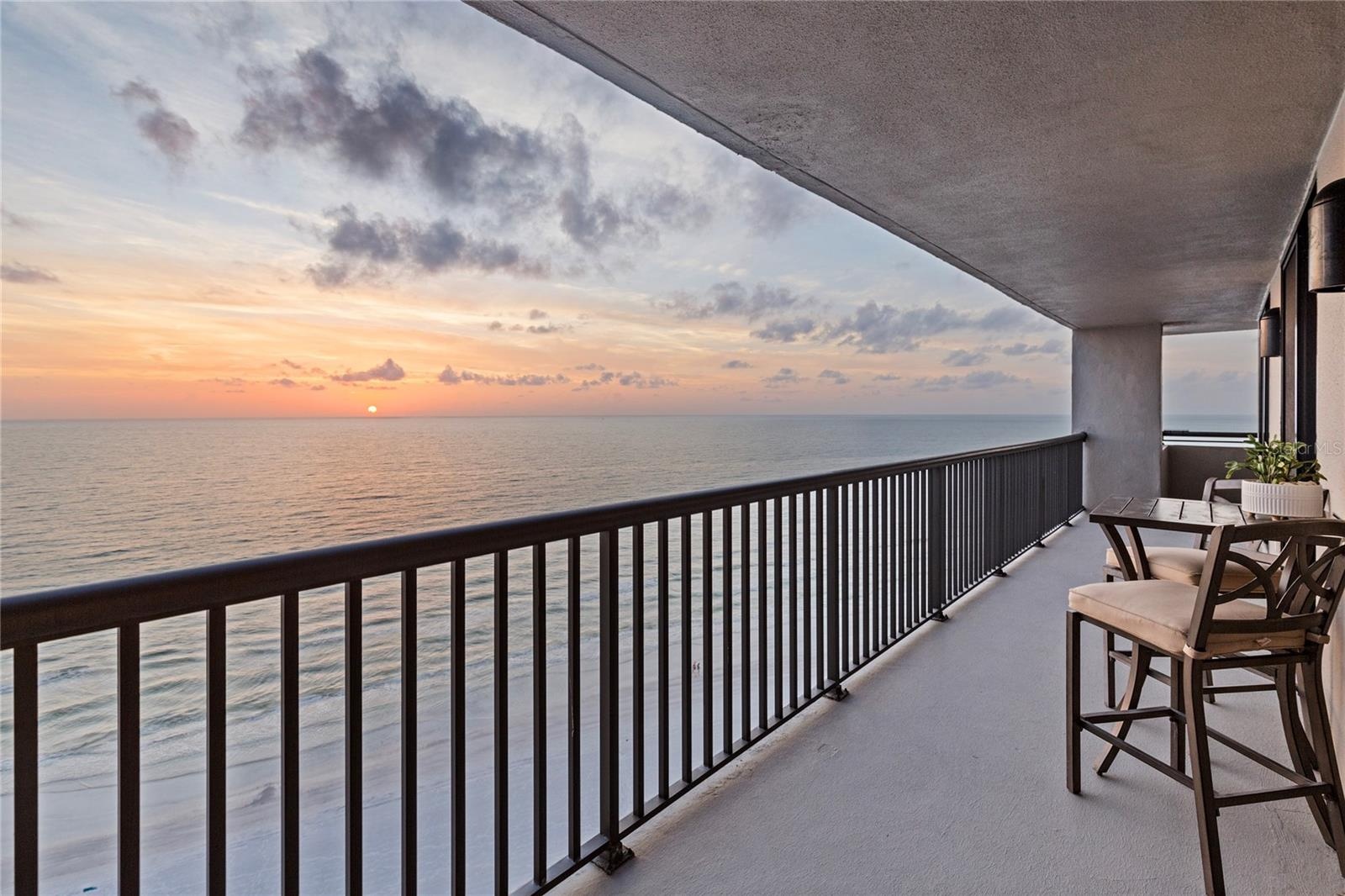 A glorious sunset view from the wrap-around terrace at PH1