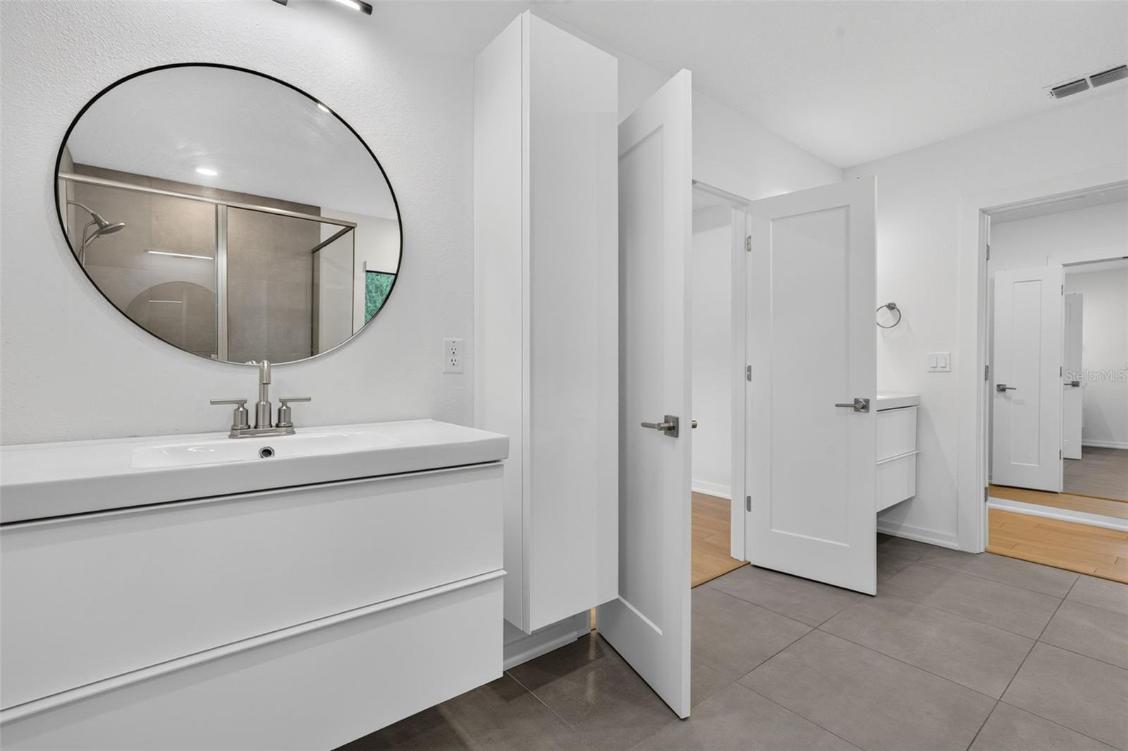 Two Seperate sink areas for Master Bath ample closet and storage space.