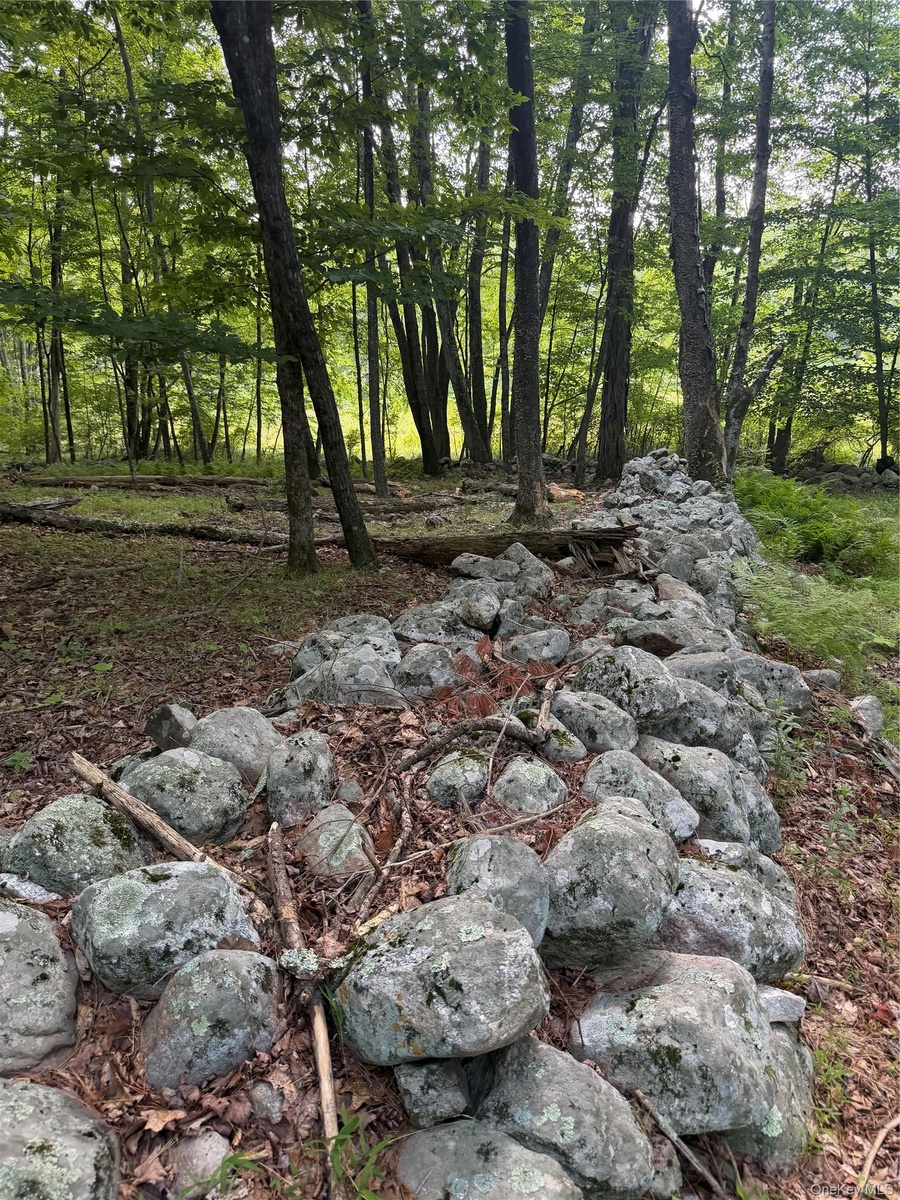 The property has beautiful rock walls throughout