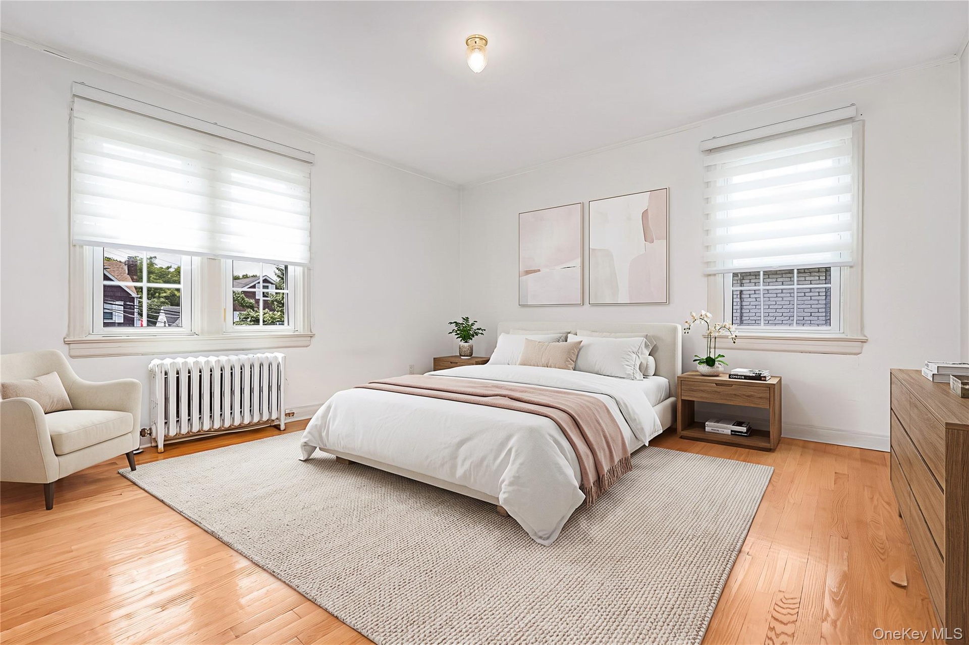 Staged primary bedroom