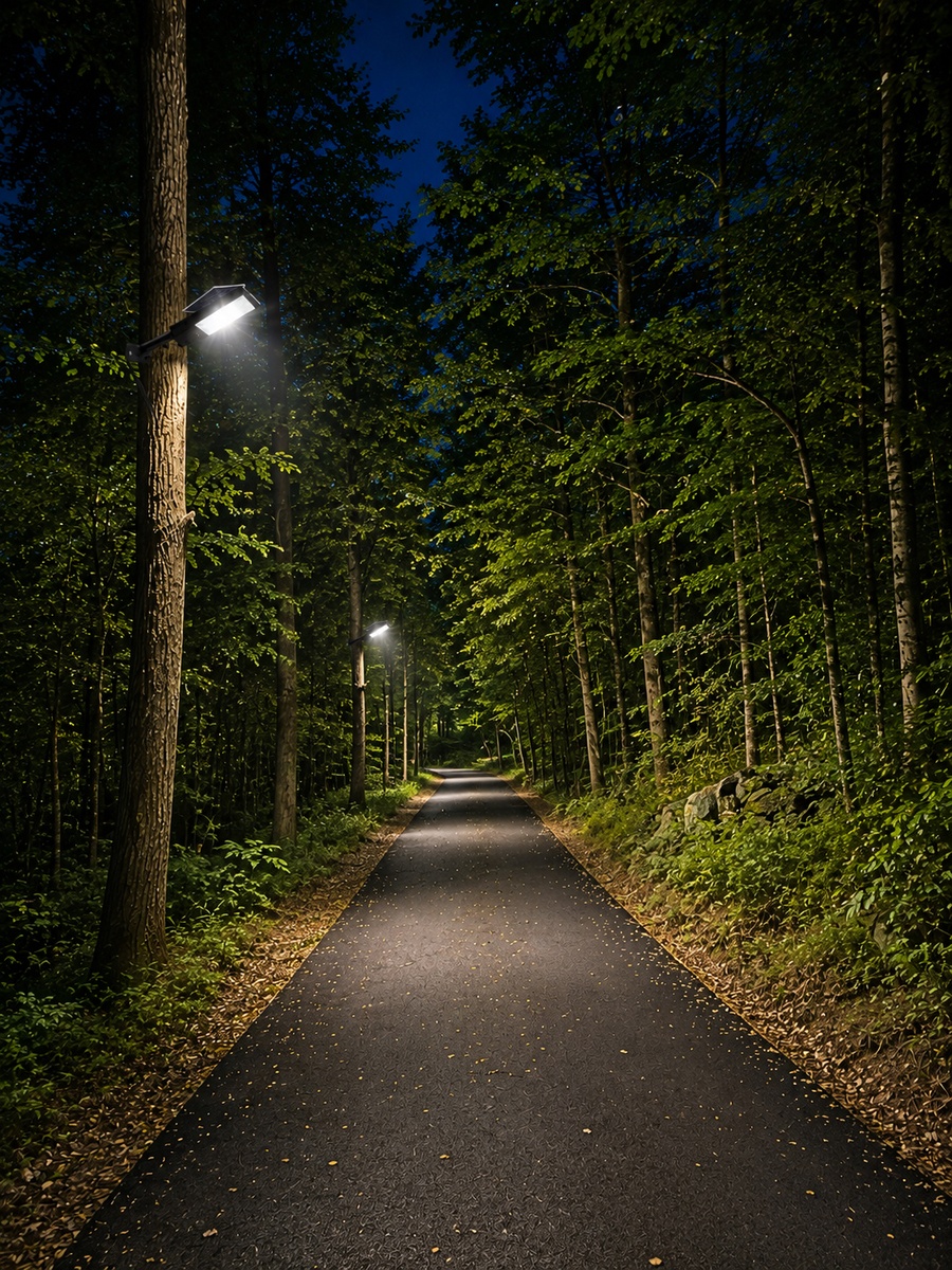 Access road impression with solar powered motion controlled