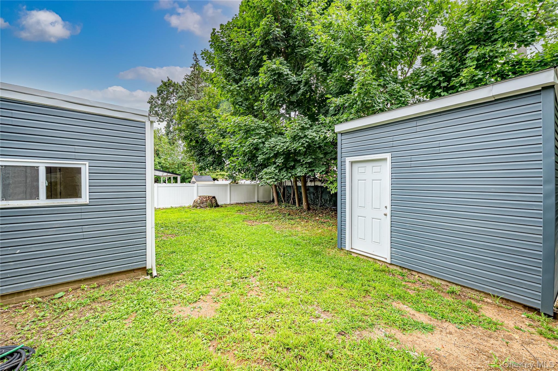 Yard with huge shed