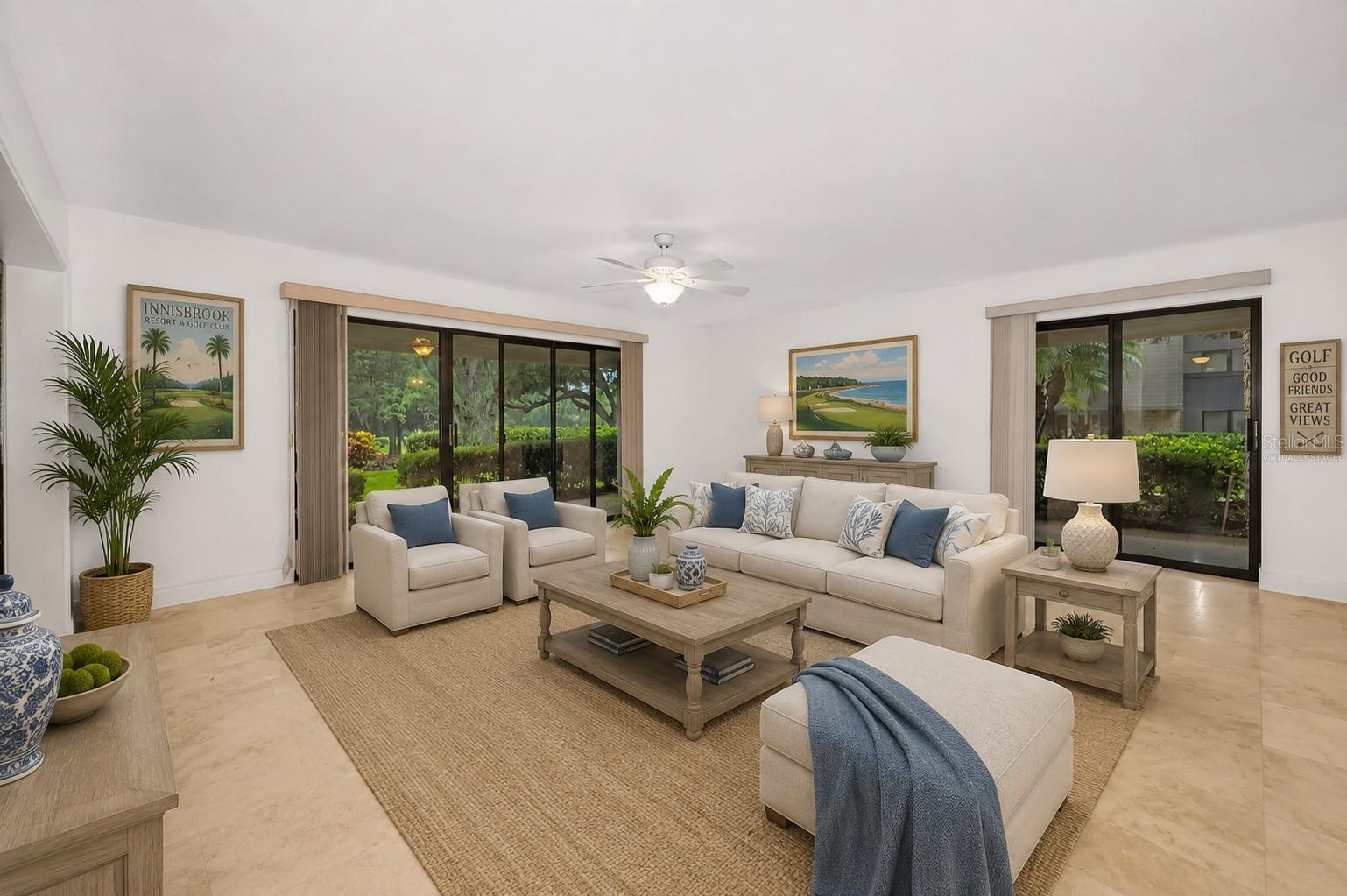 living area virtually staged
