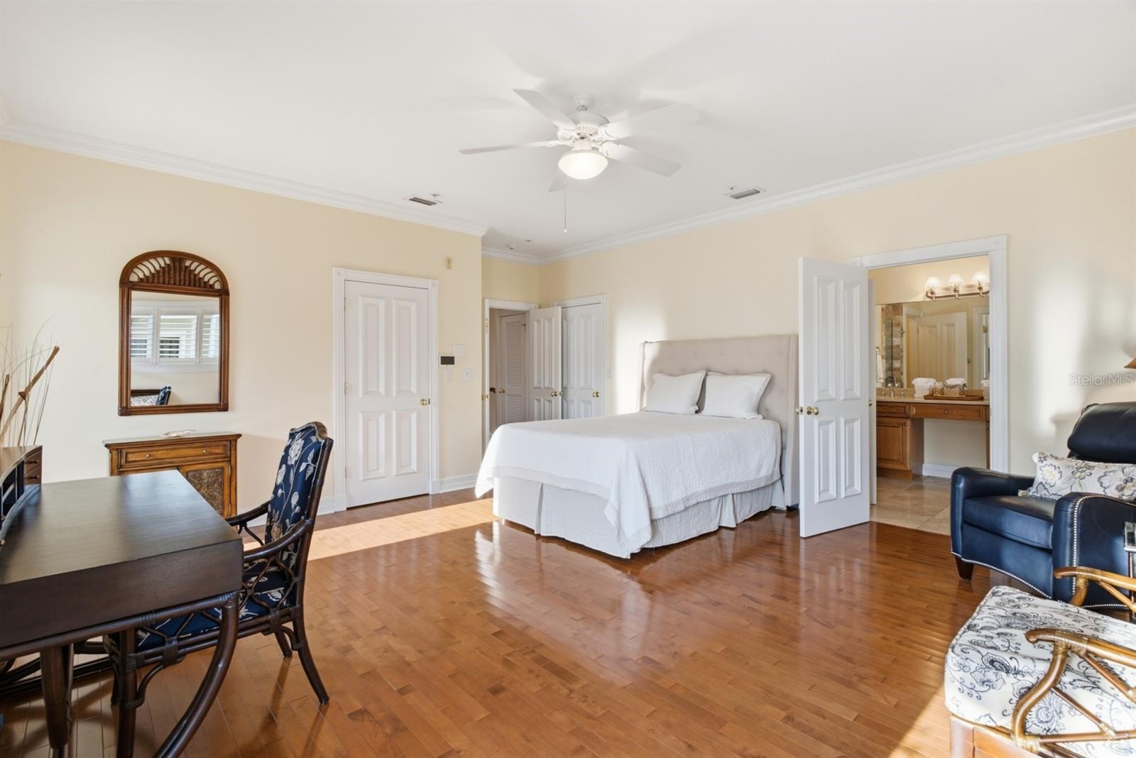 Primary has 2 walk in closets, beautiful ensuite, and private patio