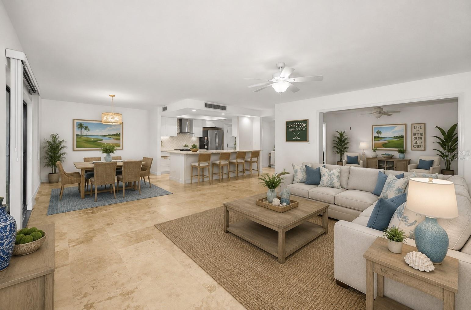 living area virtually staged