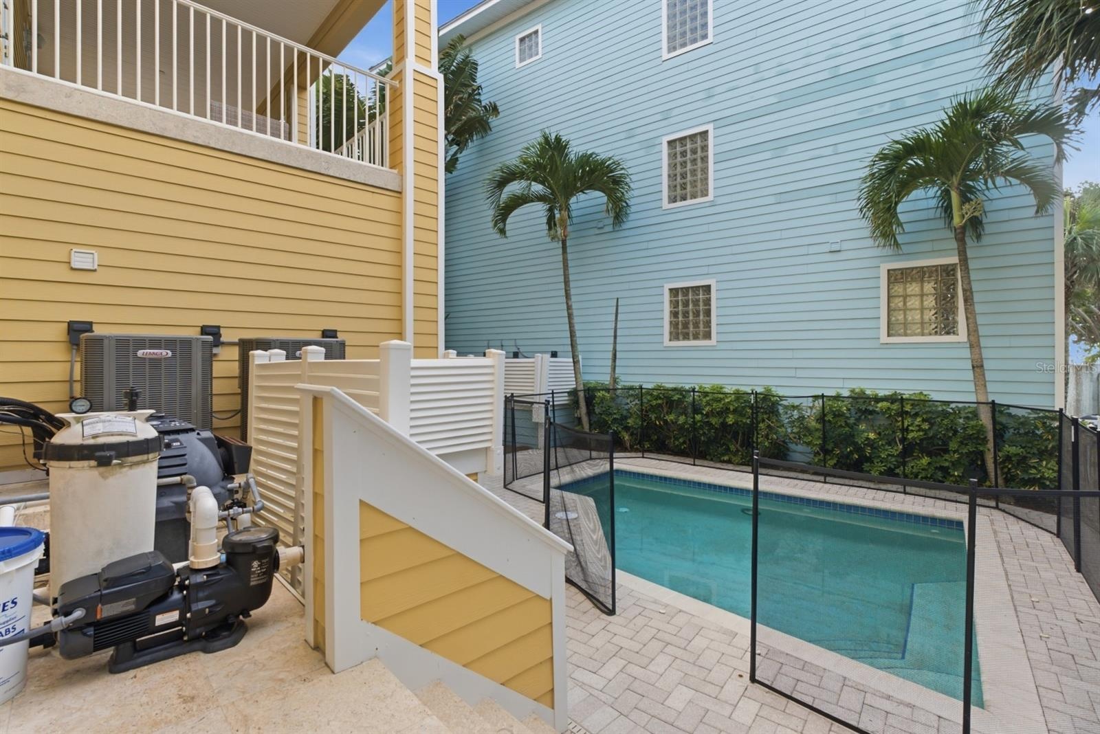 Elevated pool equipment and HVAC for safety and security