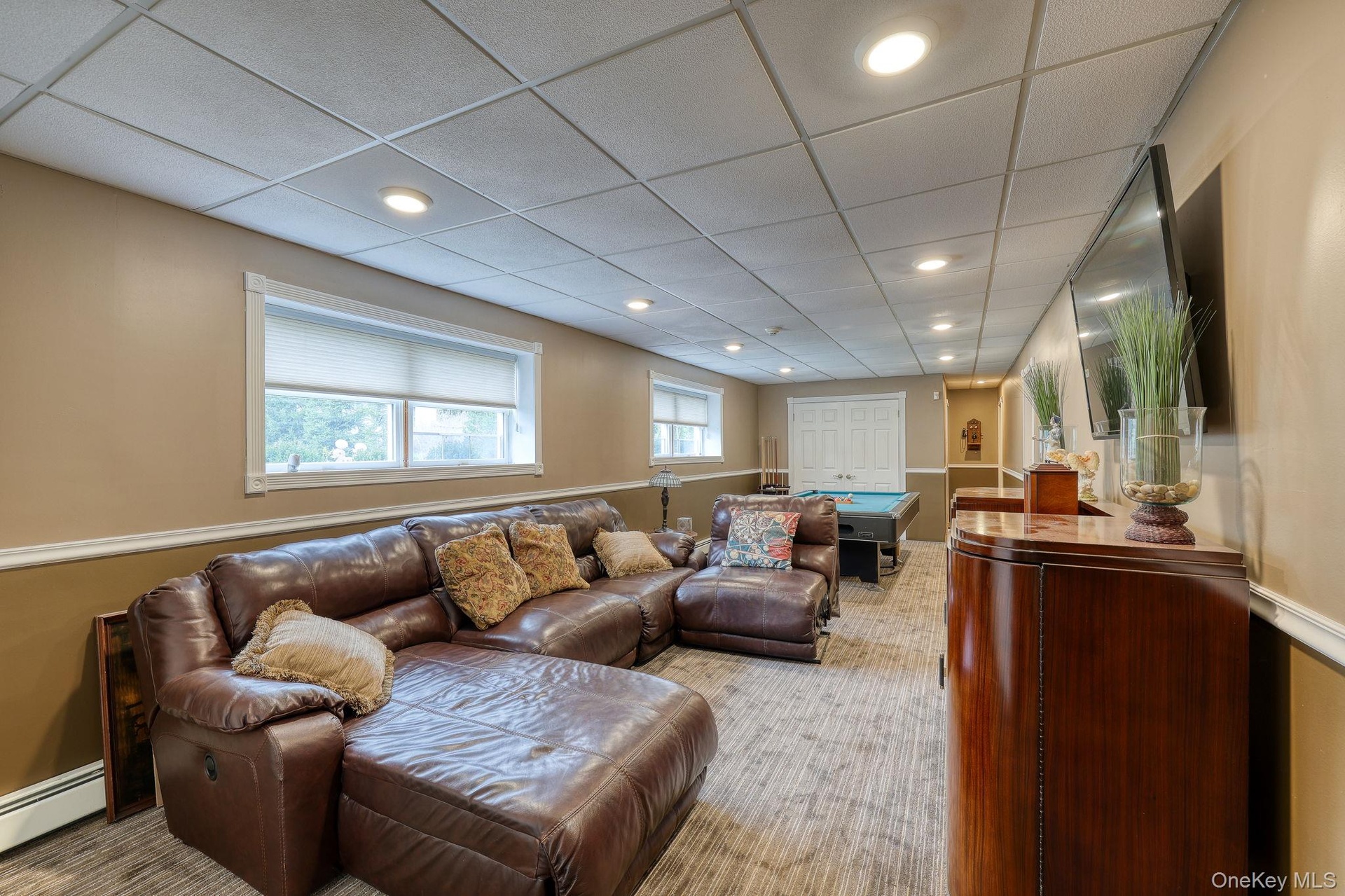 Family room with pool table
