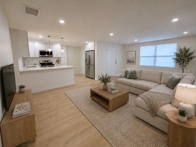 Furniture  and refrigerator and stove virtually staged