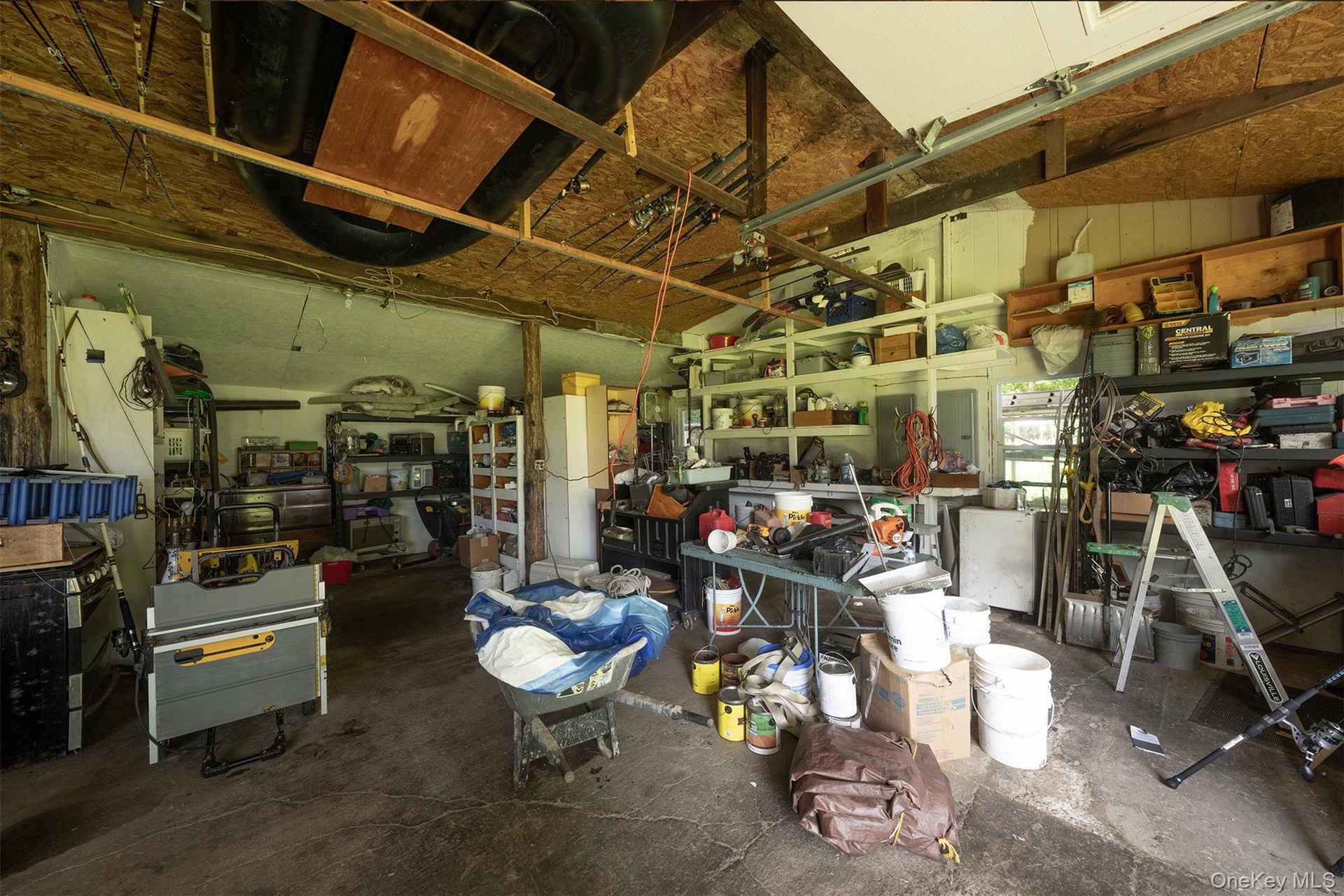 Inside view of the garage and workshop on the historic barn that came from the Orient Point Inn property decades ago.