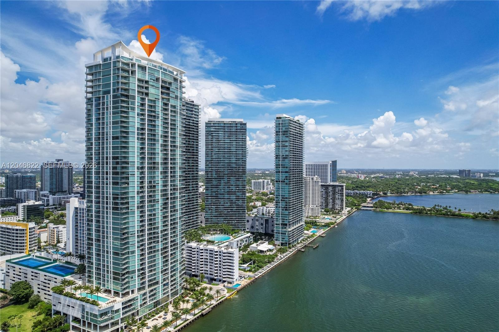 Aerial of Biscayne Beach on the Edgewater waterfront