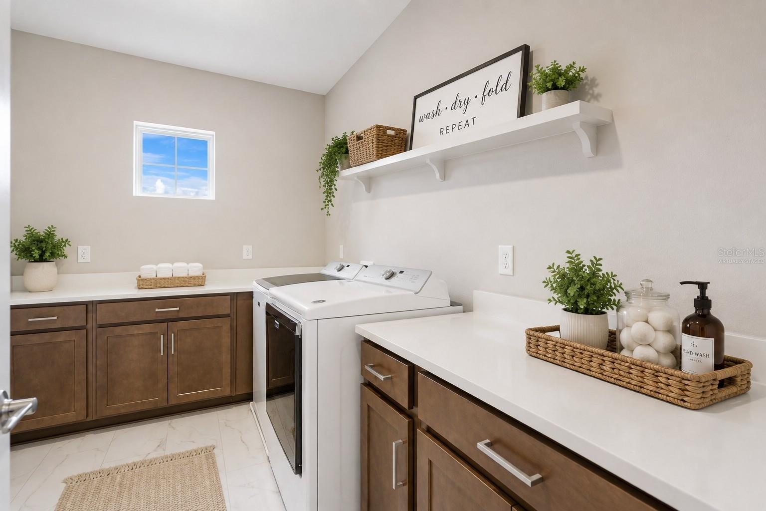 Virtually staged shelf and countertops