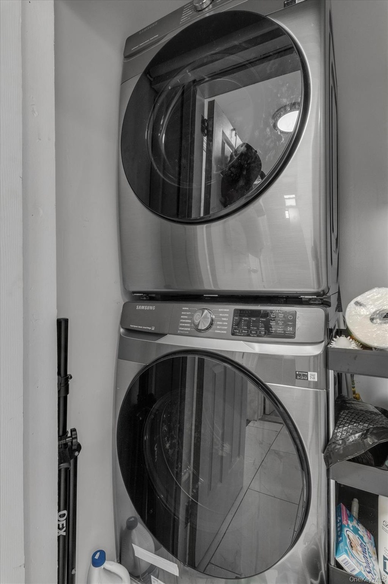 Stackable laundry appliances.