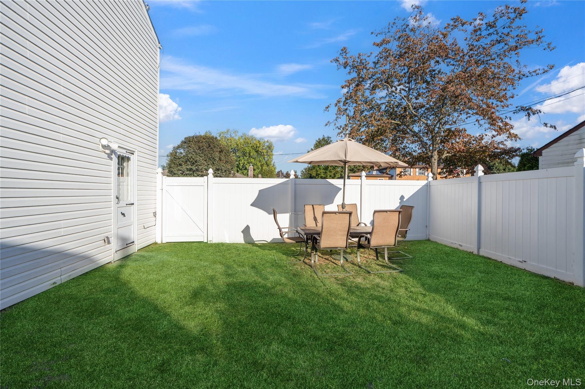 View of fenced backyard
