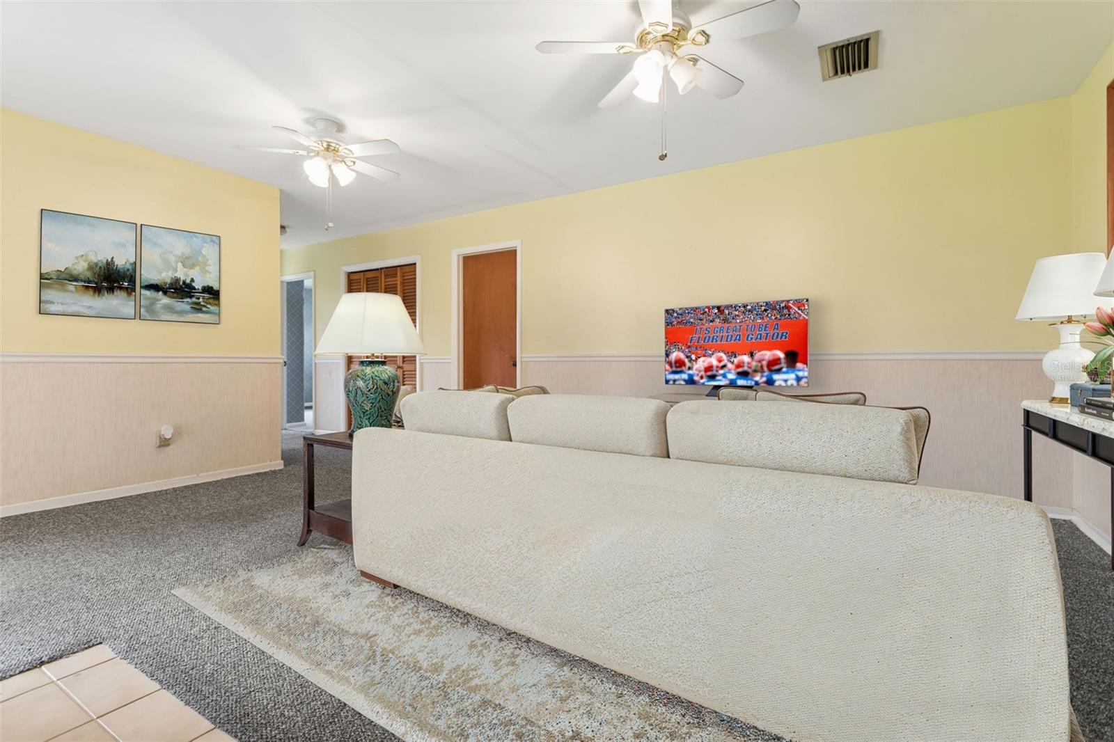 family room virtually staged