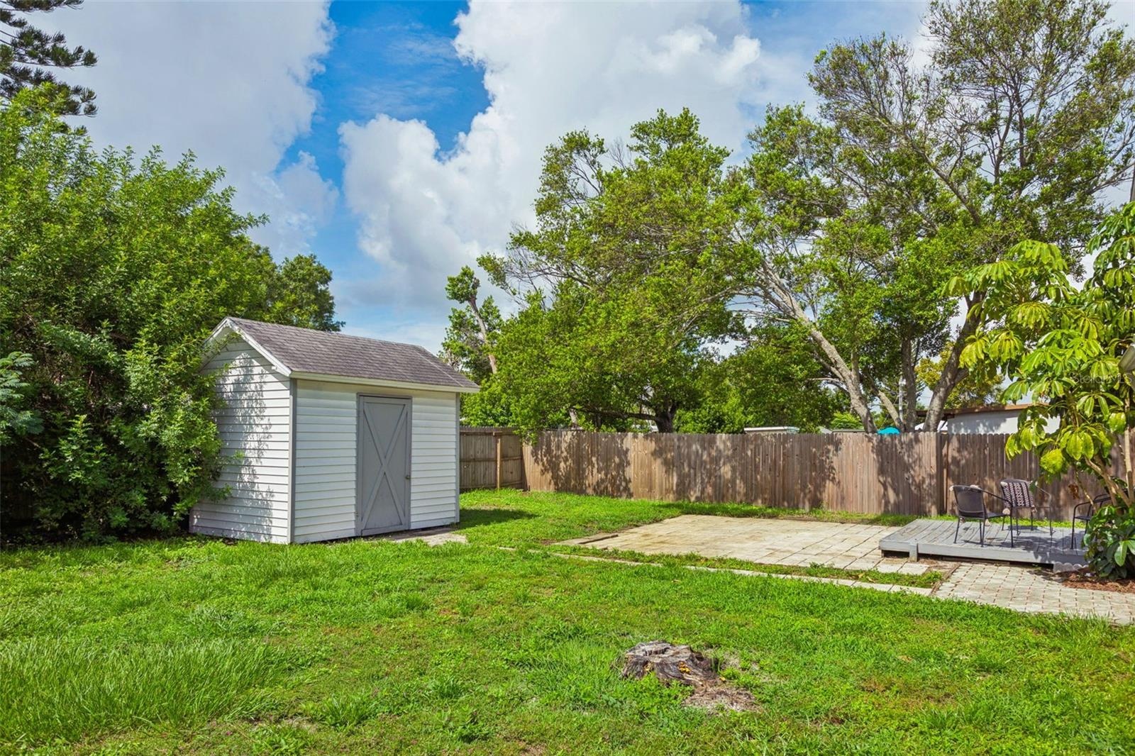 back yard with shed
