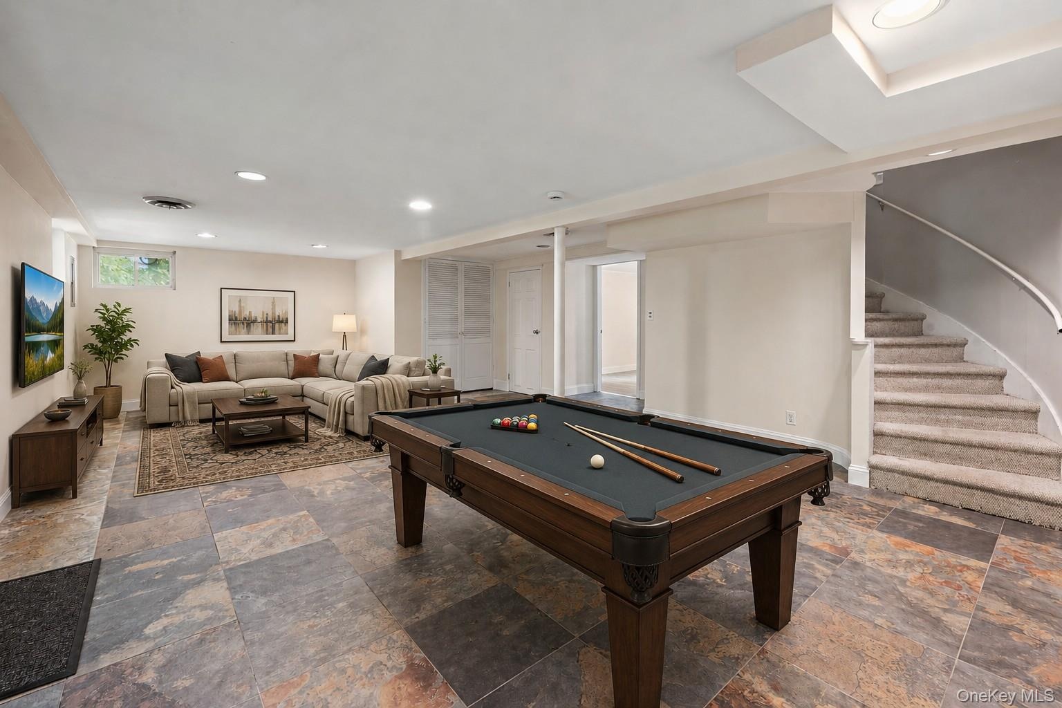 Virtually Staged Lower-Level Family Room