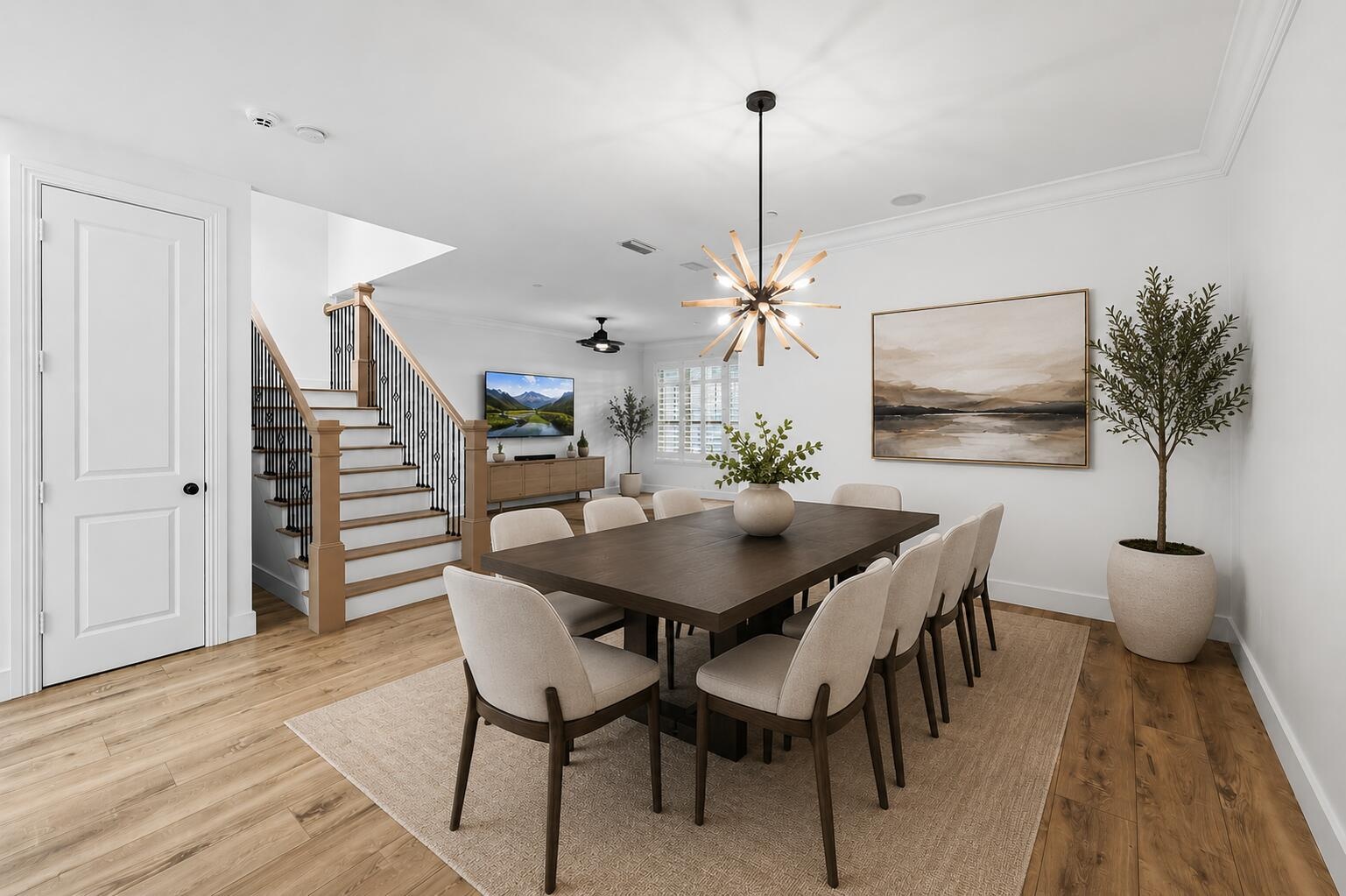 Diningroom with staged furniture for perspective.