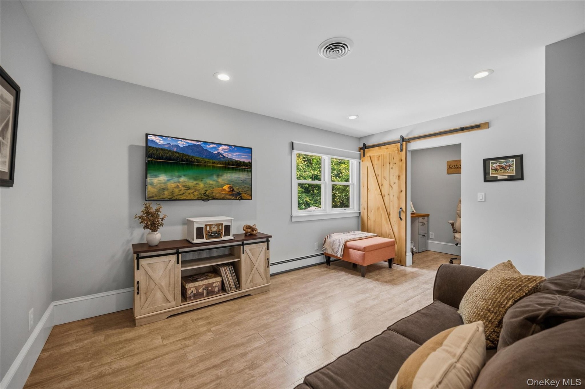 The family room is a great place to hang out and watch the game.