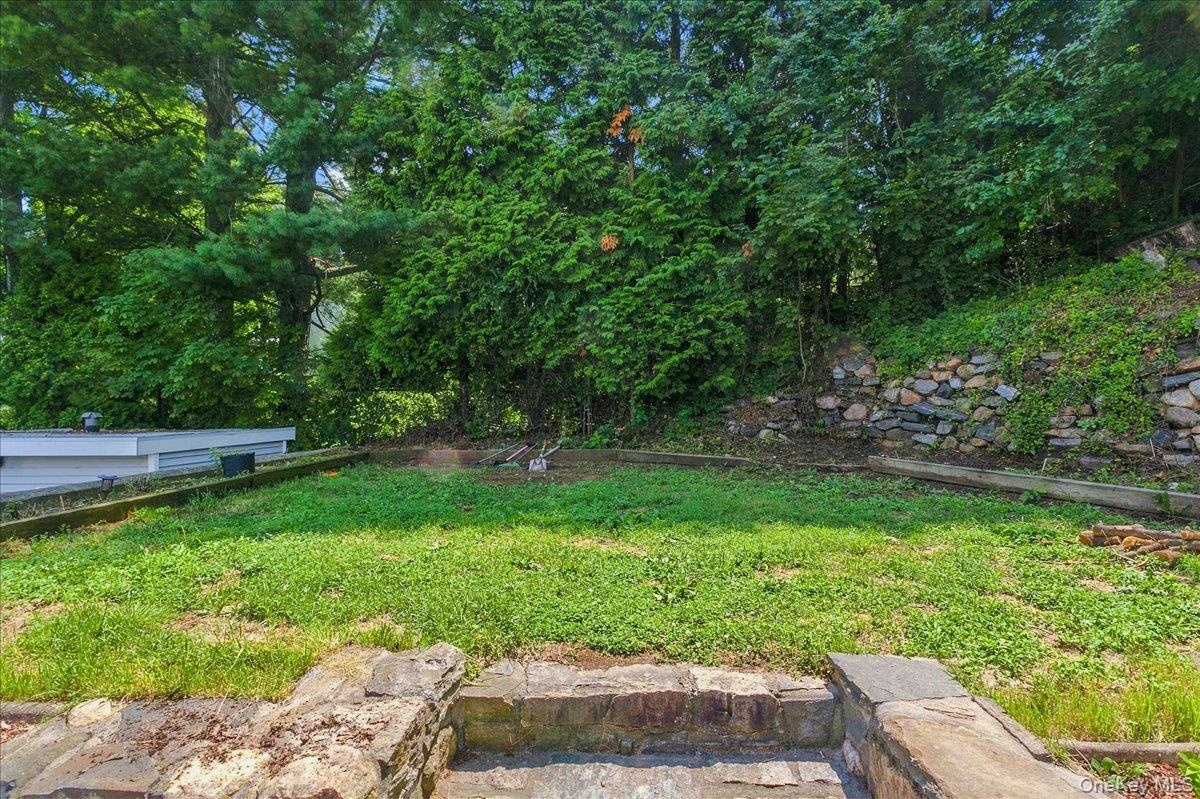 2 steps up from rear patio to grassy area