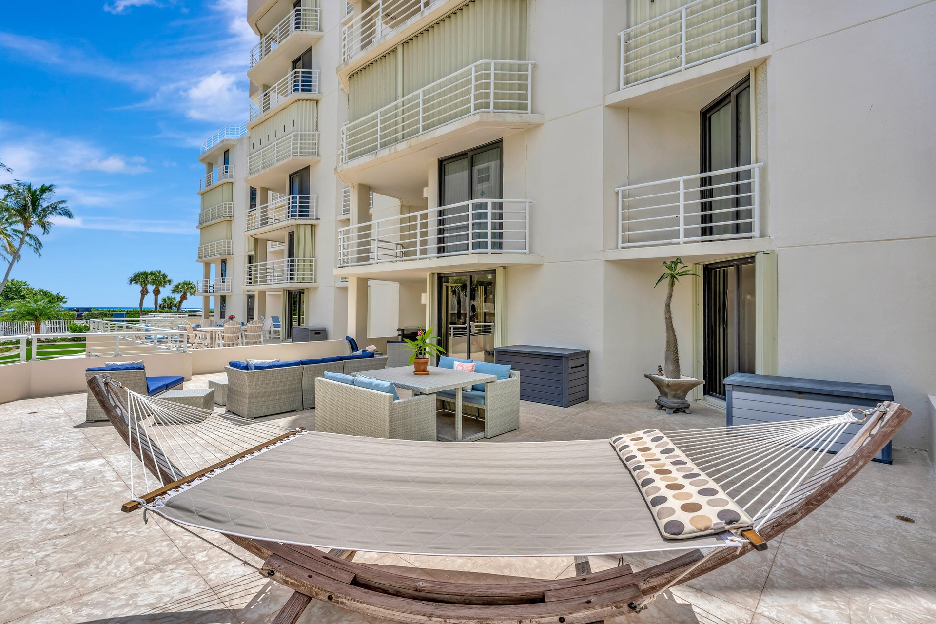 Exceptional Patio approximately 1,100 sq ft, private outdoor terrace. An impressive extension of the condo with abundant space for entertaining, dinni