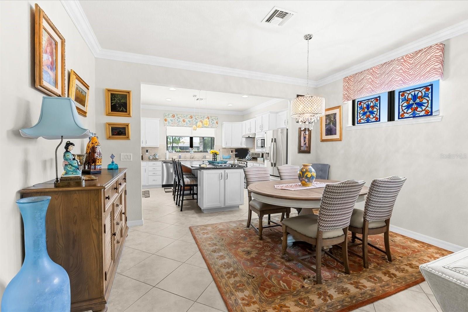 Elegant Dining Area Flowing Seamlessly into the Kitchen