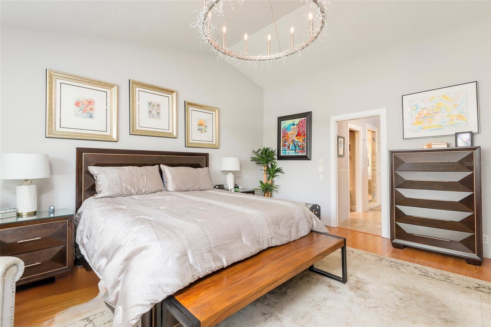Second floor primary bedroom with en suite, double walk in closets