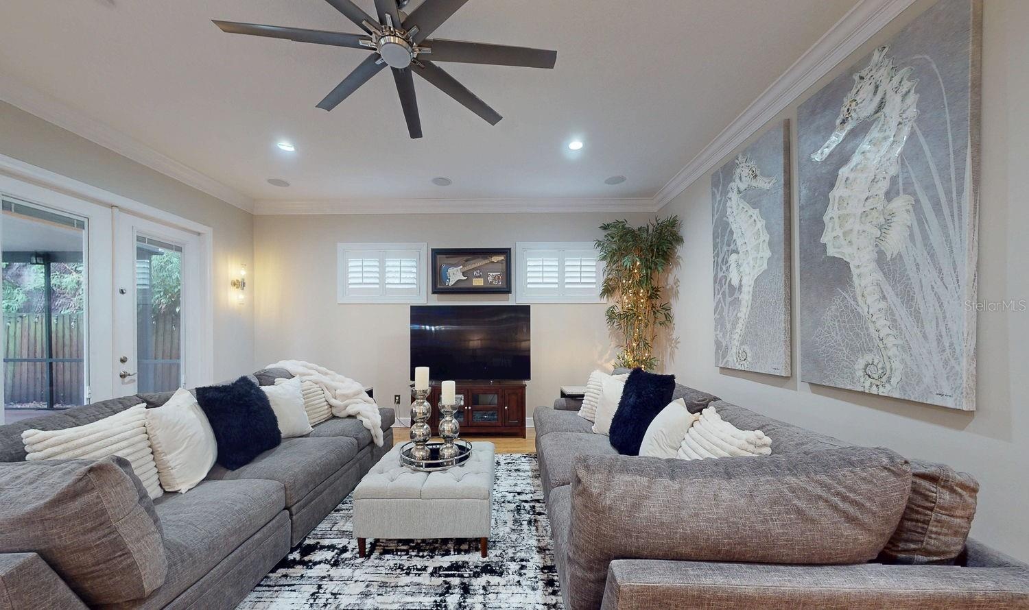 Great gathering area and double french doors offer lots of Natural Light